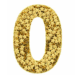 Image showing Number 0 composed of golden stars isolated on white