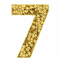 Image showing Number 7 composed of golden stars isolated on white