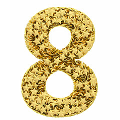 Image showing Number 8 composed of golden stars isolated on white