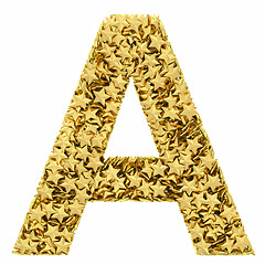 Image showing Letter A composed of golden stars isolated on white