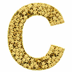 Image showing Letter C composed of golden stars isolated on white