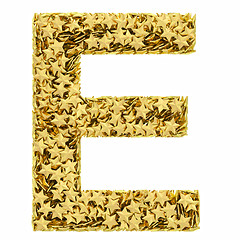 Image showing Letter E composed of golden stars isolated on white