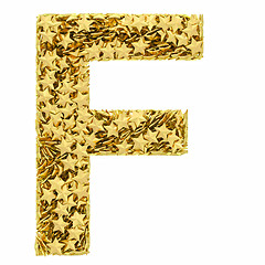 Image showing Letter F composed of golden stars isolated on white