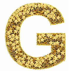 Image showing Letter G composed of golden stars isolated on white