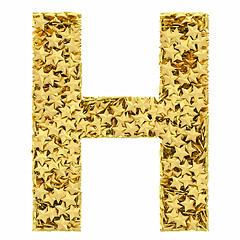 Image showing Letter H composed of golden stars isolated on white