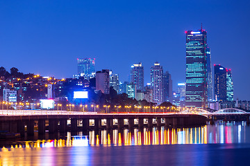 Image showing Urban cityscape in Seoul at night