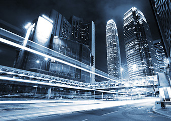 Image showing Traffic trail in Hong Kong at night