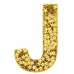 Image showing Letter J composed of golden stars isolated on white