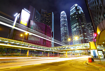 Image showing Traffic trail in Hong Kong at night