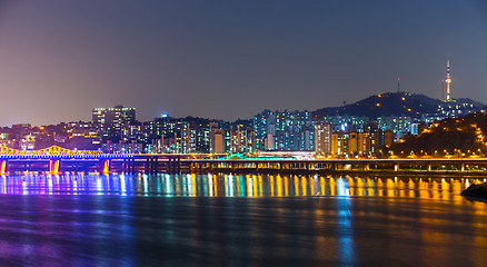 Image showing Seoul city skyline at night