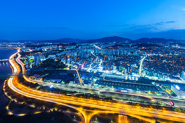 Image showing Seoul cityscape in South Korea at night