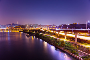 Image showing Seoul skyline at night