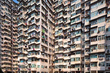 Image showing Overcrowded residential building in Hong Kong