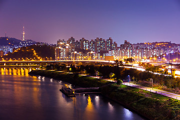 Image showing Seoul city at night