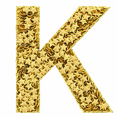 Image showing Letter K composed of golden stars isolated on white