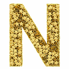 Image showing Letter N composed of golden stars isolated on white