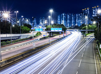 Image showing Busy traffic at night