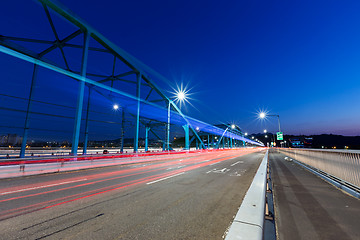 Image showing Busy traffic on highway at night