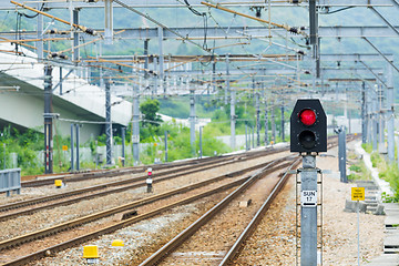 Image showing Railway and signal light