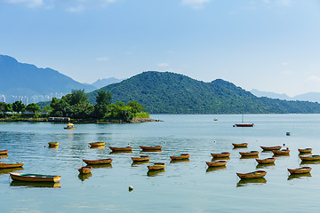 Image showing Beautiful coastline and boat