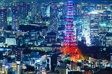 Image showing Tokyo city skyline at night