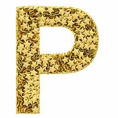 Image showing Letter P composed of golden stars isolated on white