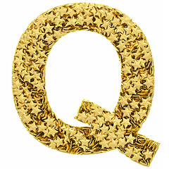 Image showing Letter Q composed of golden stars isolated on white