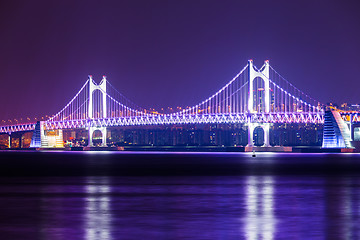 Image showing Suspension bridge in Busan at night