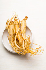 Image showing Fresh Ginseng on the white bowl