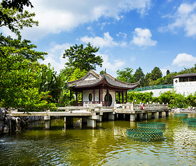 Image showing Traditional chinese architecture with lake