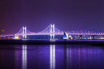 Image showing Suspension bridge in Busan at night