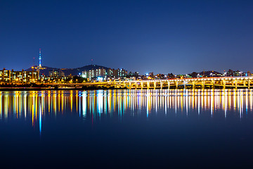 Image showing Seoul skyline at night