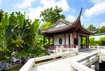 Image showing Traditional chinese pavilion in garden