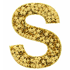 Image showing Letter S composed of golden stars isolated on white