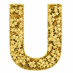 Image showing Letter U composed of golden stars isolated on white