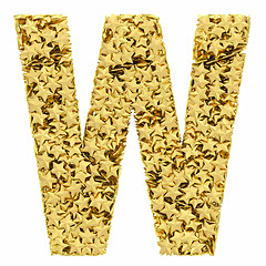 Image showing Letter W composed of golden stars isolated on white