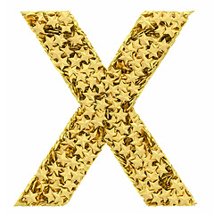 Image showing Letter X composed of golden stars isolated on white