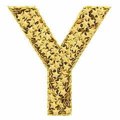 Image showing Letter Y composed of golden stars isolated on white