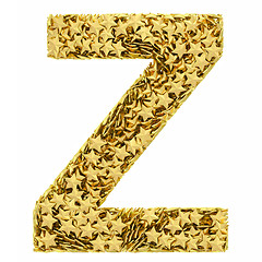 Image showing Letter Z composed of golden stars isolated on white