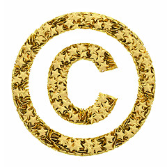 Image showing Copyright sign composed of golden stars isolated on white