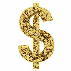 Image showing Dollar sign composed of golden stars isolated on white