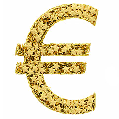 Image showing Euro sign composed of golden stars isolated on white
