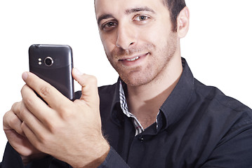 Image showing handsome businessman with a smartphone