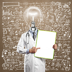 Image showing Lamp Head Doctor Man With Empty Board