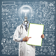 Image showing Lamp Head Doctor Man With Empty Board