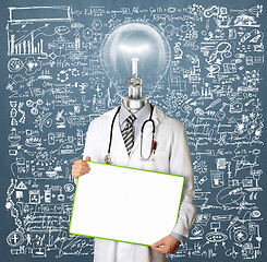 Image showing Lamp Head Doctor Man With Empty Board