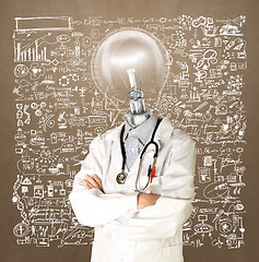 Image showing Lamp Head Doctor Man With Stethoscope