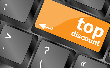 Image showing top discount concept sign on computer key