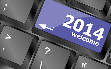 Image showing New year concept: welcome 2014 key on the computer keyboard