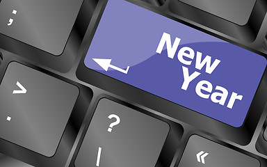 Image showing happy new year message, keyboard enter key